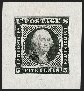 Sale 1240, Lot 17, Essays, Proofs and Specimens: 1845 thru 1869 Issues, National Bank Note Co., 5c Washington, Large Lettering, Large Die Essay on Clear White Bond (115-E1h) Sale 1240, Lot 17, Essays, Proofs and Specimens: 1845 thru 1869 Issues