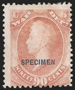 Sale 1240, Lot 611, Officials including Special Printings, 1c-90c War, Specimen Ovpt. (O83S-O93S) Sale 1240, Lot 611, Officials including Special Printings