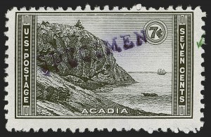Sale 1251, Lot 1581, 1934 National Parks Issue (Scott 740-765), 1c-10c National Parks, "SPECIMEN" Purple Handstamped Ovpt. (740S-749S) Sale 1251, Lot 1581, 1934 National Parks Issue (Scott 740-765)