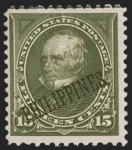 Sale 1254, Lot 593, The Mulholland Collection of Specimens - Columbians thru Back-of-Book, Possessions, PHILIPPINES, 1900, 1c-50c "Specimen" Ovpt. Ty. E, Special Printing (213SP-217SP, 218SP-219SP) Sale 1254, Lot 593, The Mulholland Collection of Specimens - Columbians thru Back-of-Book, Possessions