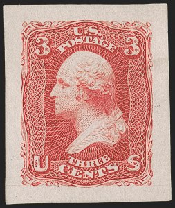 Sale 1254, Lot 602, The Jan Hofmeyr Collection of 3c 1861-68 - Proofs, Off-Cover, 3c 1861 Issue, Panama-Pacific Small Die Proofs on White Wove (56P2a, 65P2a, 66TC2a, 74TC2a) Sale 1254, Lot 602, The Jan Hofmeyr Collection of 3c 1861-68 - Proofs, Off-Cover