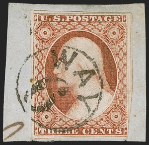 Sale 1262, Lot 87, 1851-56 Issue, 3c Orange Brown, Ty. II (10A) Sale 1262, Lot 87, 1851-56 Issue