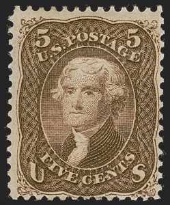 Sale 1278, Lot 3255, 1867-68 Grilled Issue and 1861 Re-Issue (Scott 79-111), 5c Brown, F. Grill (95) Sale 1278, Lot 3255, 1867-68 Grilled Issue and 1861 Re-Issue (Scott 79-111)