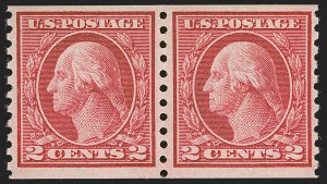 Sale 1278, Lot 3657, 1915-23 Issues (Scott 449-550), 2c Carmine Rose, Ty. I, Coil (453) Sale 1278, Lot 3657, 1915-23 Issues (Scott 449-550)