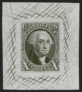 Sale 1290, Lot 1002, Essays, Proofs and Specimens, 10c Black, Large Die Proof on White Bond (2P1a) Sale 1290, Lot 1002, Essays, Proofs and Specimens