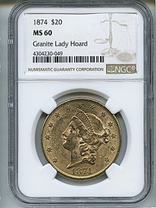 Liberty Double Eagle, $20, 1874 - , 8970, Obverse